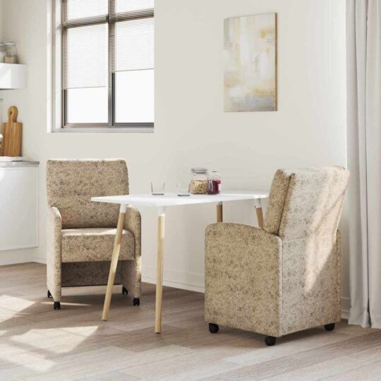 42017844 3 Scaune de dining cu roți 2 pcs Gri deschis 57 x 67 x 95 cm 42017844 3