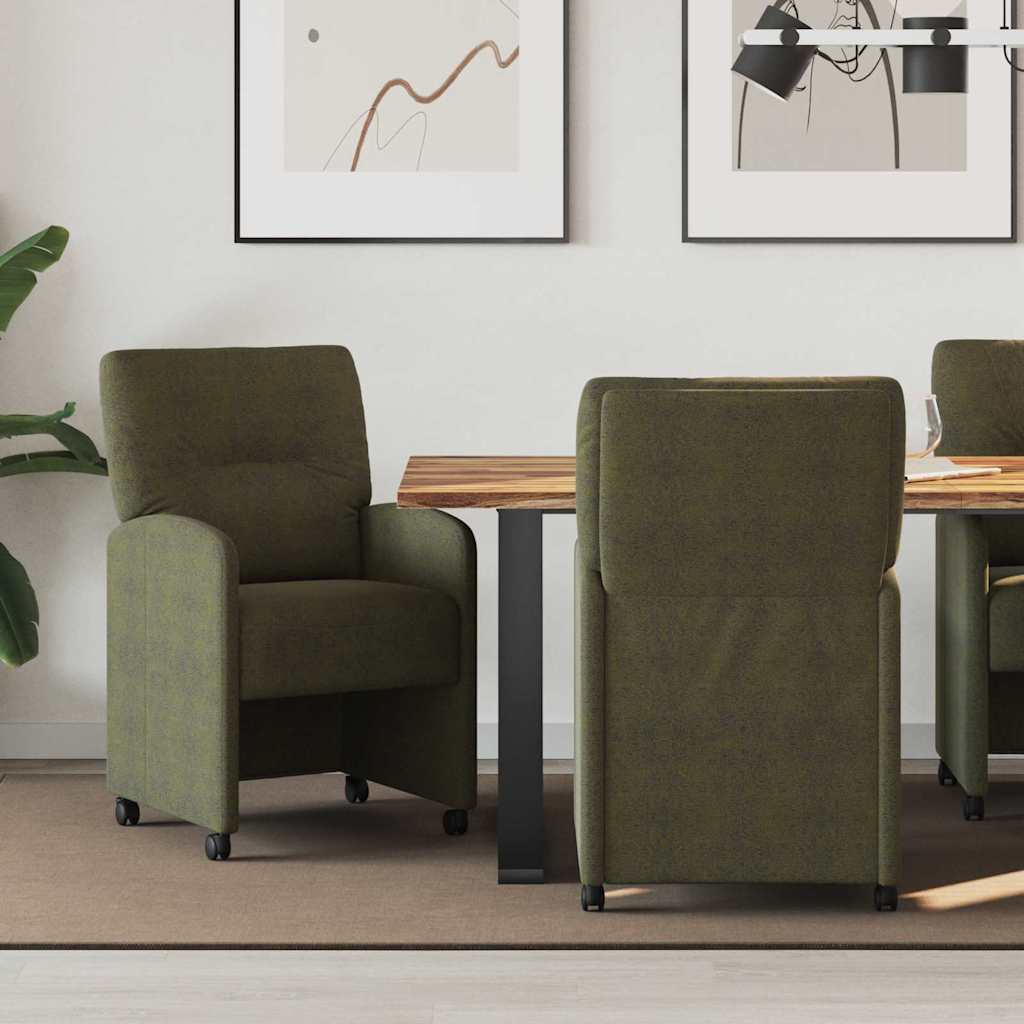 42017846 1 Scaune de dining cu roți 2 pcs Verde militar 57 x 67 x 95 cm Scaune de dining cu roți 2 pcs Verde militar 57 x 67 x 95 cm