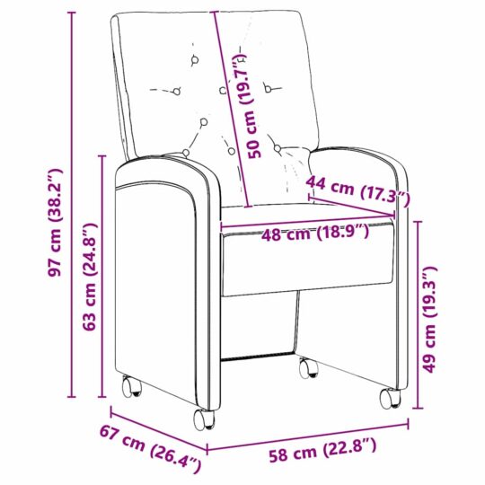 42017863 11 Scaune de dining cu roți 2 pcs Gri închis 58 x 67 x 97 cm 42017863 11