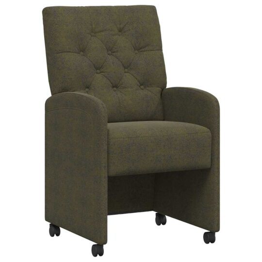 Alternative view of Scaune de dining cu roți 2 pcs Verde militar 58 x 67 x 97 cm