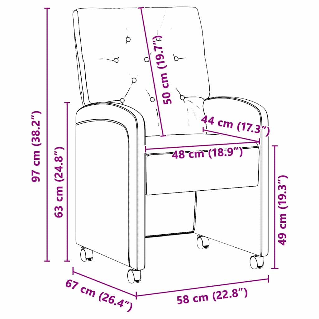 42017865 11 Scaune de dining cu roți 2 pcs albastru 58 x 67 x 97 cm Catifea Scaune de dining cu roți 2 pcs albastru 58 x 67 x 97 cm Catifea - imagine 11