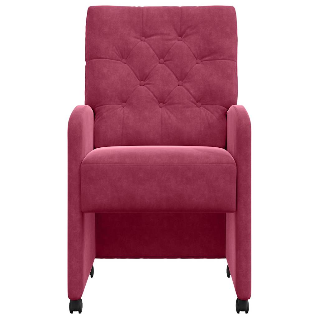 42017870 4 Scaune de dining cu roți 2 pcs bordo 58 x 67 x 97 cm Catifea Scaune de dining cu roți 2 pcs bordo 58 x 67 x 97 cm Catifea - imagine 4
