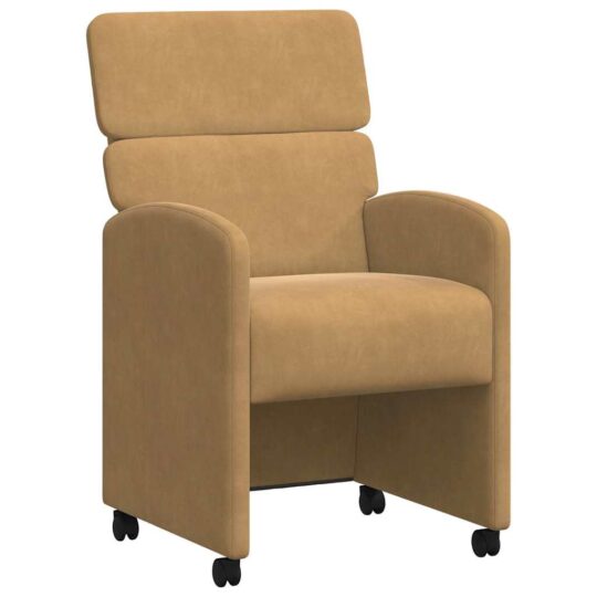 Alternative view of Scaune de dining cu roți 2 pcs Maro 58 x 65 x 98 cm Catifea