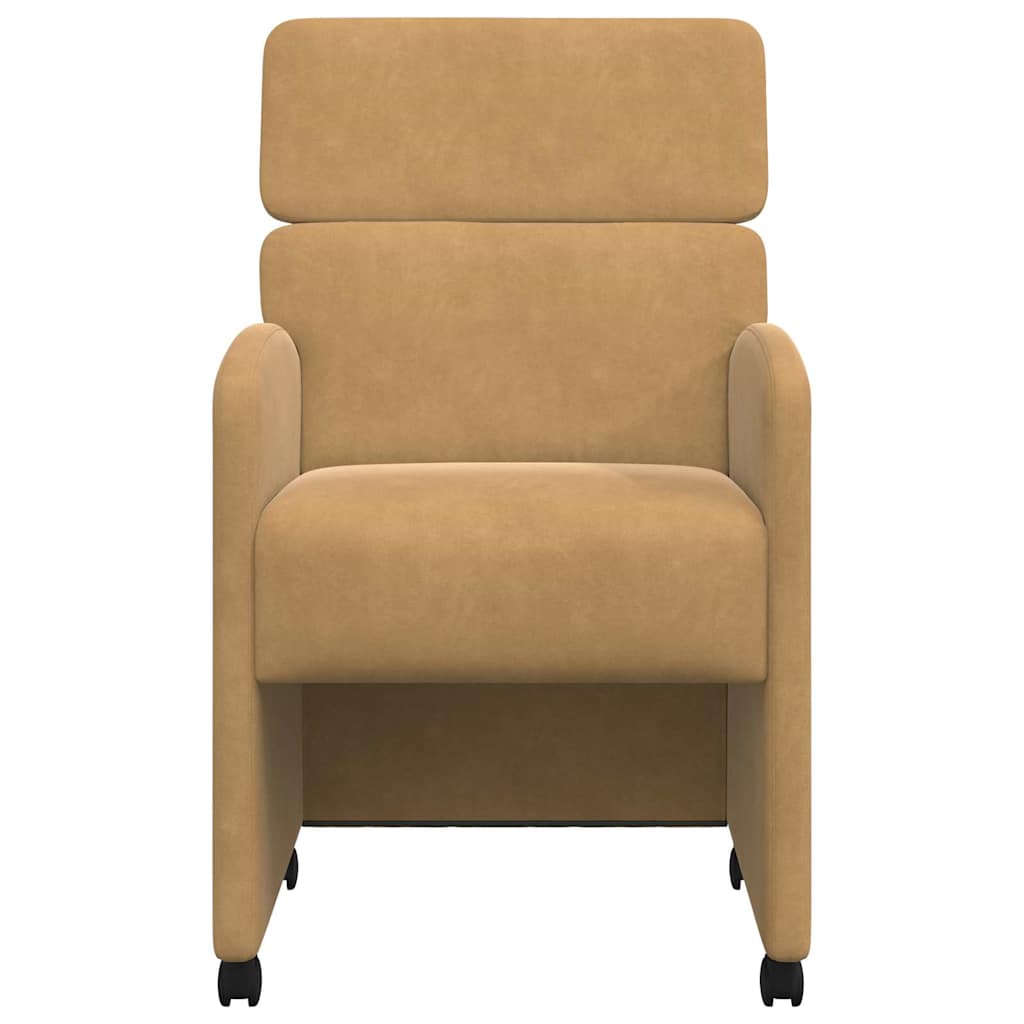42017882 4 Scaune de dining cu roți 2 pcs Maro 58 x 65 x 98 cm Catifea Scaune de dining cu roți 2 pcs Maro 58 x 65 x 98 cm Catifea - imagine 4
