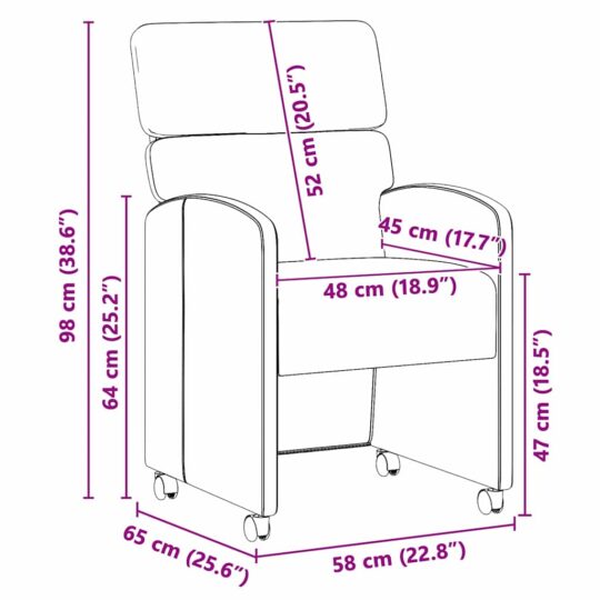 42017889 11 Scaune de dining cu roți 2 pcs Cappuccino 58 x 65 x 98 cm 42017889 11