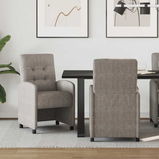 Scaune de dining 2 pcs Gri 57 x 67 x 98 cm Piele artificială