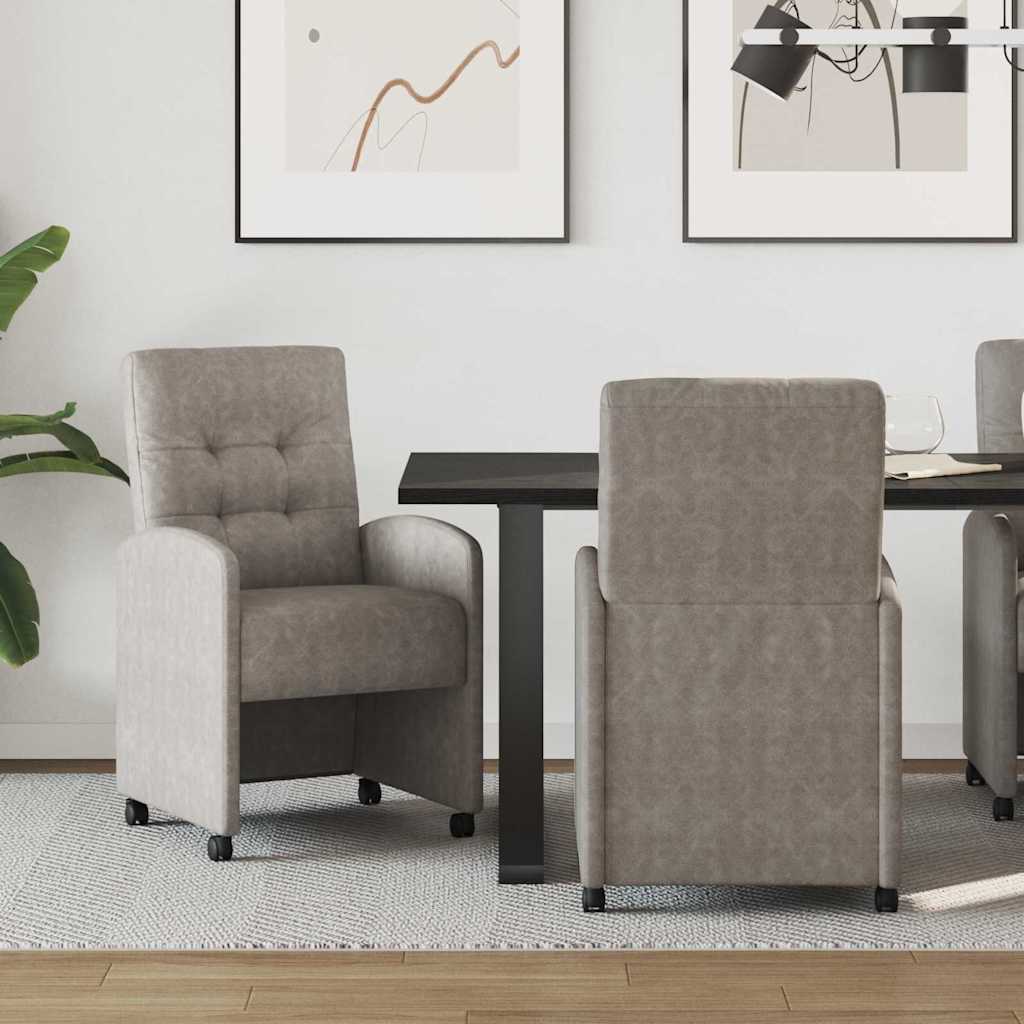 42017894 1 Scaune de dining 2 pcs Gri 57 x 67 x 98 cm Piele artificială Scaune de dining 2 pcs Gri 57 x 67 x 98 cm Piele artificială