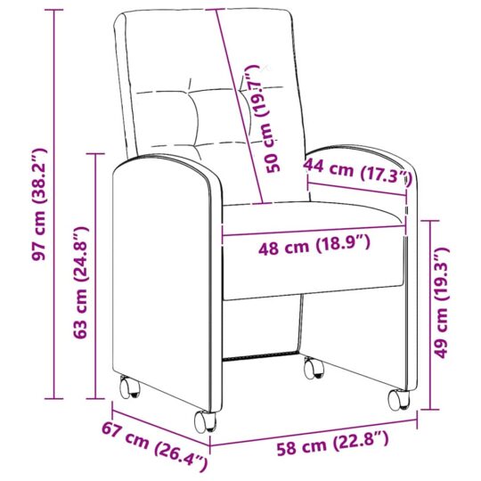 42017895 11 Scaune de dining cu roți 2 pcs Maro lucios 57 x 67 x 98 cm 42017895 11