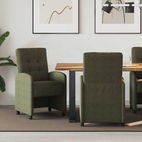 Scaune de dining cu roți 2 pcs Verde militar 57 x 67 x 98 cm