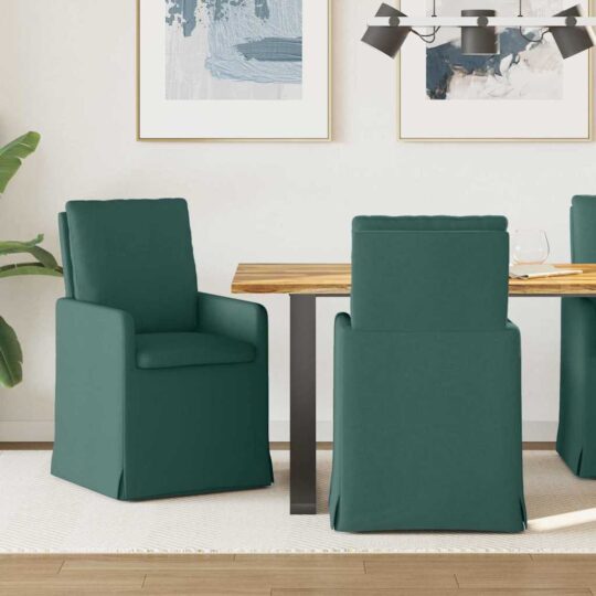 Scaune de dining 2 pcs Verde închis 57 x 67 x 98 cm țesătură