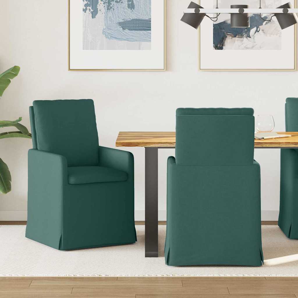 42017921 1 Scaune de dining 2 pcs Verde închis 57 x 67 x 98 cm țesătură Scaune de dining 2 pcs Verde închis 57 x 67 x 98 cm țesătură