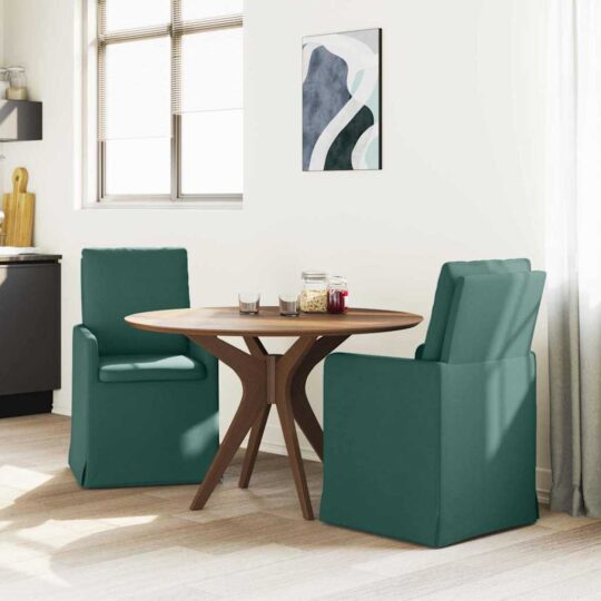 42017921 3 Scaune de dining 2 pcs Verde închis 57 x 67 x 98 cm țesătură 42017921 3
