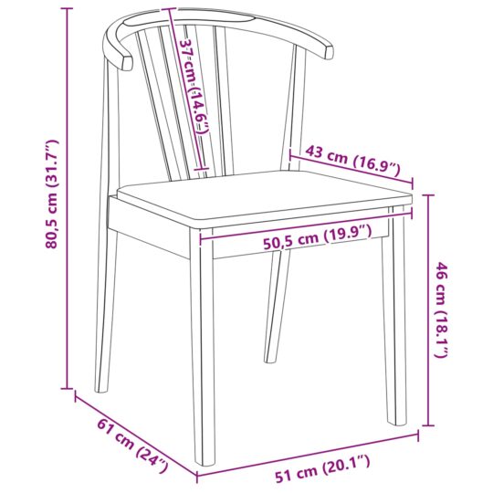 42020398 11 Scaun de sufragerie 2 pcs alb și natural Lemn de cauciuc solid 42020398 11