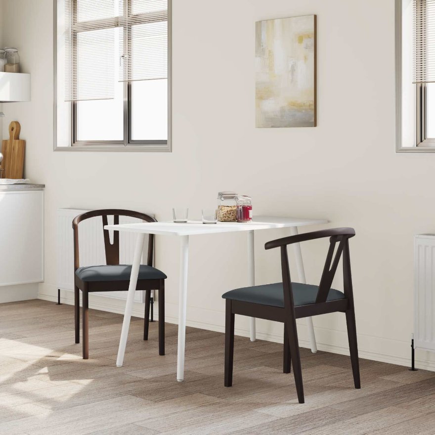 42020403 3 Scaun de sufragerie 2 pcs Maro deschis și negru Scaun de sufragerie 2 pcs Maro deschis și negru - imagine 3