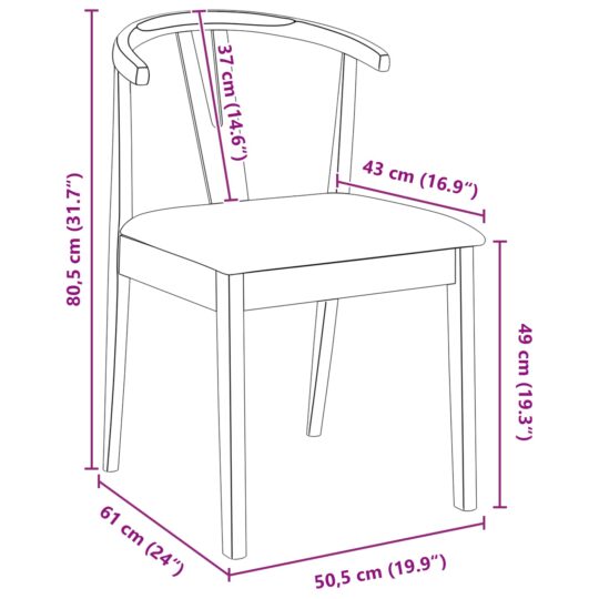 42020406 11 Scaun de sufragerie 2 pcs Alb și gri Lemn Solid de Cauciuc 42020406 11