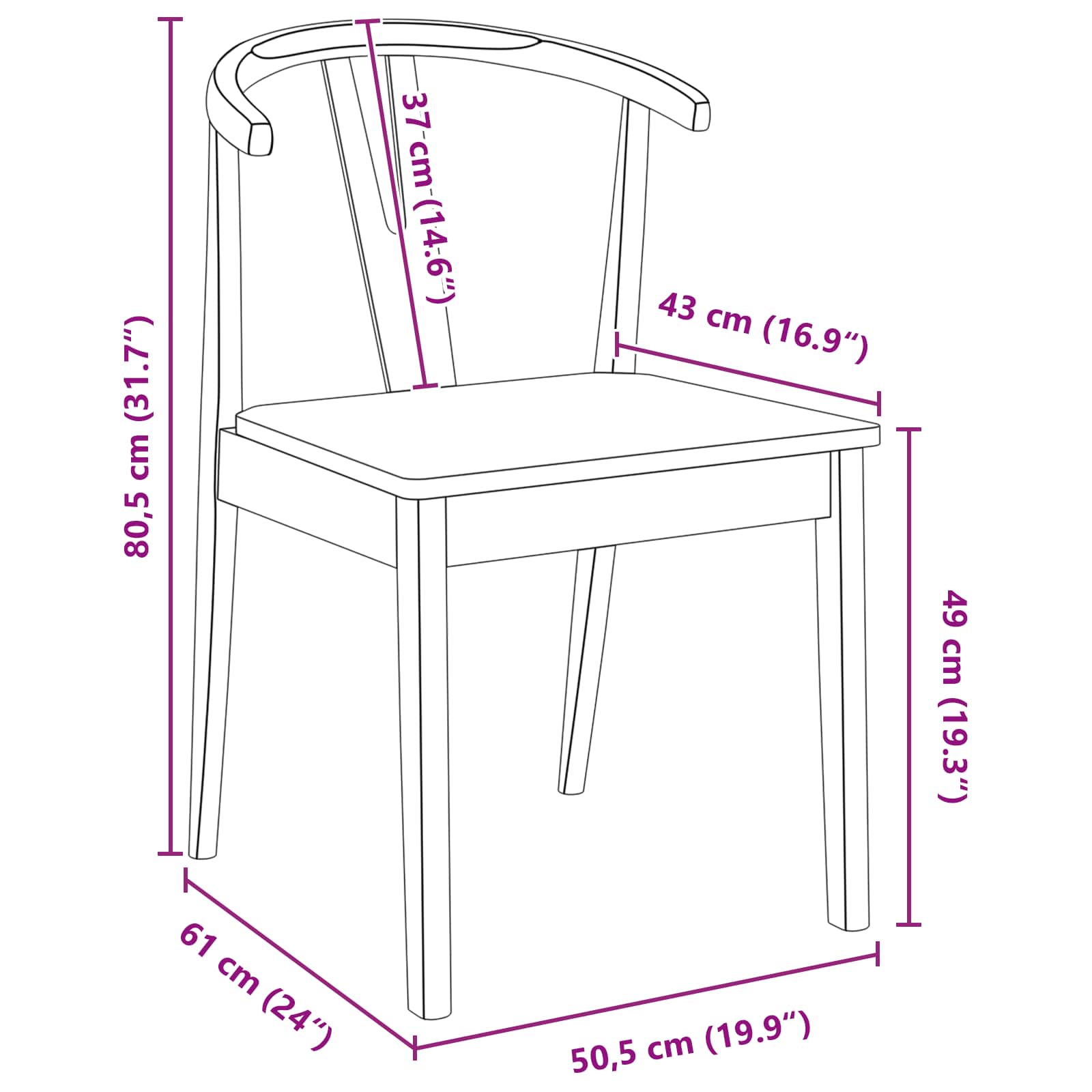 42020408 11 Scaun de sufragerie 2 pcs Alb și Alb Lemn Solid de Cauciuc Scaun de sufragerie 2 pcs Alb și Alb Lemn Solid de Cauciuc - imagine 11