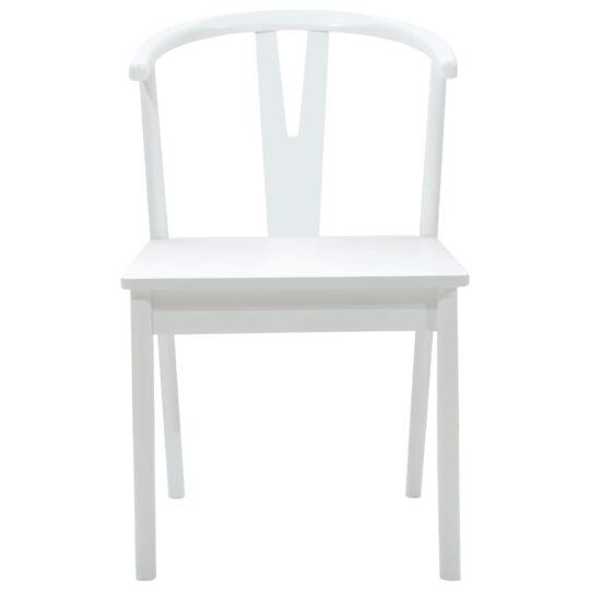 42020408 5 Scaun de sufragerie 2 pcs Alb și Alb Lemn Solid de Cauciuc 42020408 5