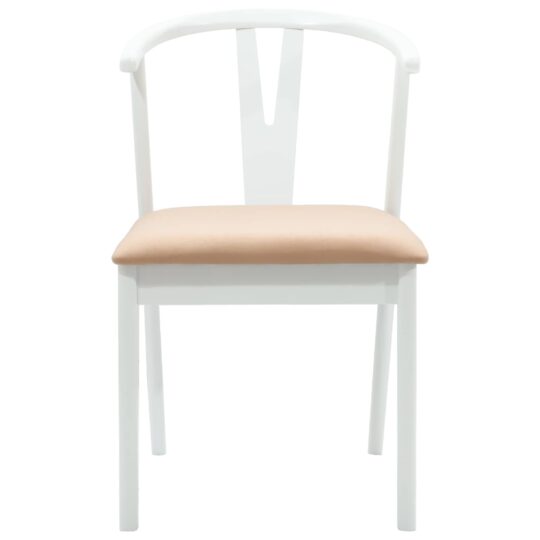 42020409 5 Scaun de sufragerie 2 pcs Alb și maro Lemn Solid de Cauciuc 42020409 5