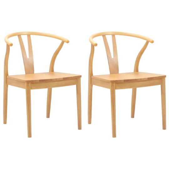 Alternative view of Scaun de sufragerie 2 pcs natural Lemn Solid de Cauciuc