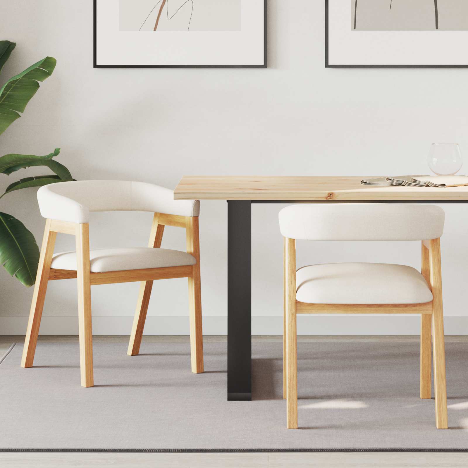 42020422 1 Scaune de dining 2 pcs natural 54 x 57 x 73 cm Scaune de dining 2 pcs natural 54 x 57 x 73 cm