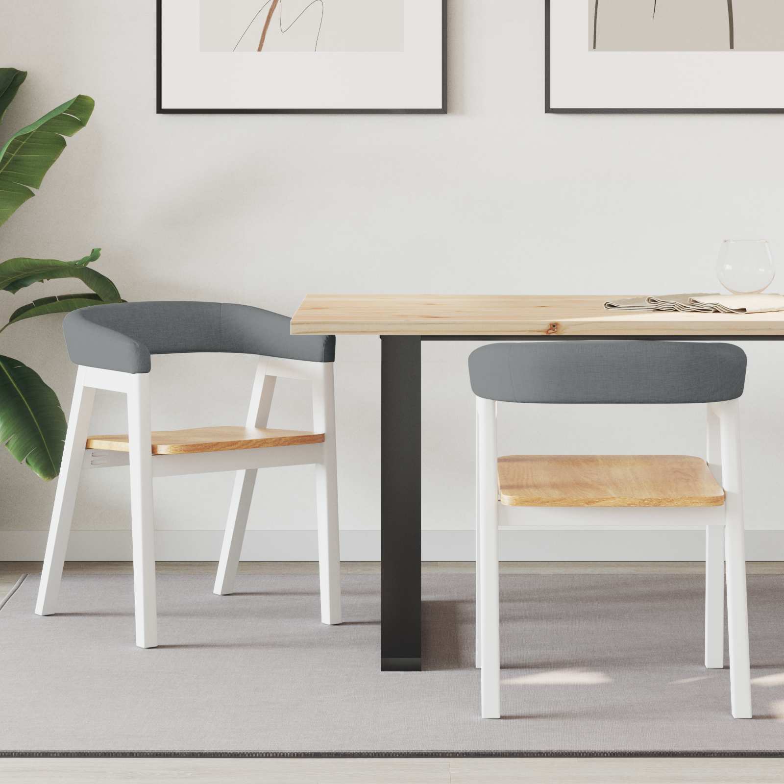 42020425 1 Scaune de dining 2 pcs Alb 54 x 57 x 73 cm Scaune de dining 2 pcs Alb 54 x 57 x 73 cm