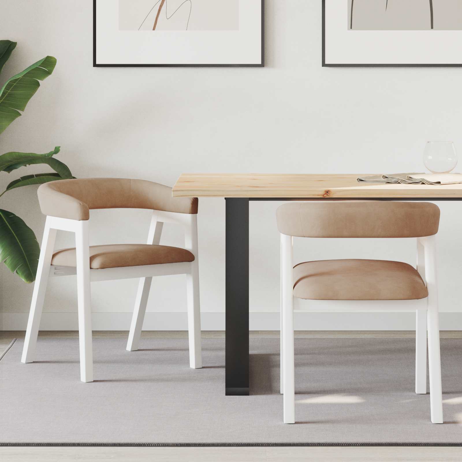 42020427 1 Scaune de dining 2 pcs Alb 54 x 57 x 73 cm Scaune de dining 2 pcs Alb 54 x 57 x 73 cm