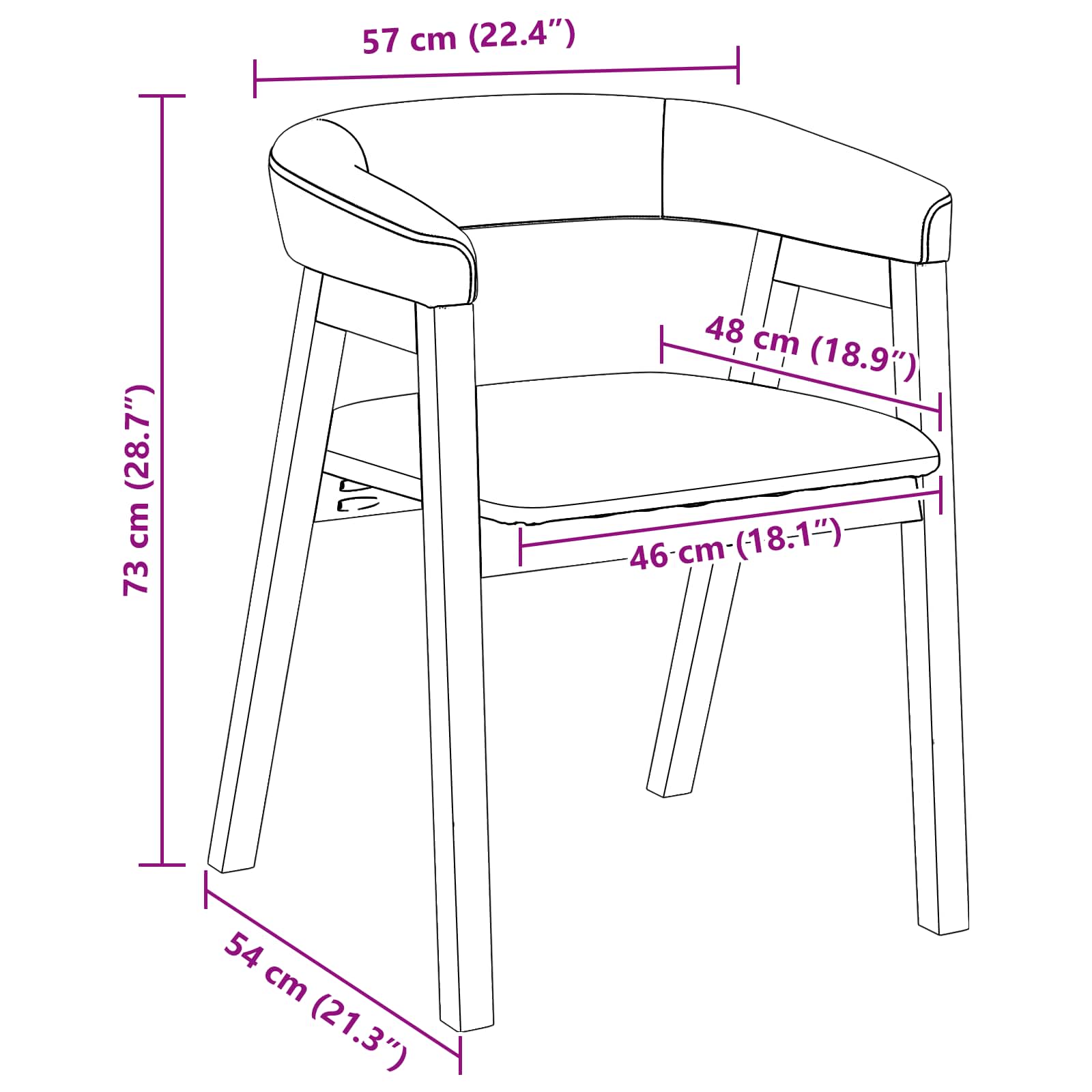 42020427 11 Scaune de dining 2 pcs Alb 54 x 57 x 73 cm Scaune de dining 2 pcs Alb 54 x 57 x 73 cm - imagine 11