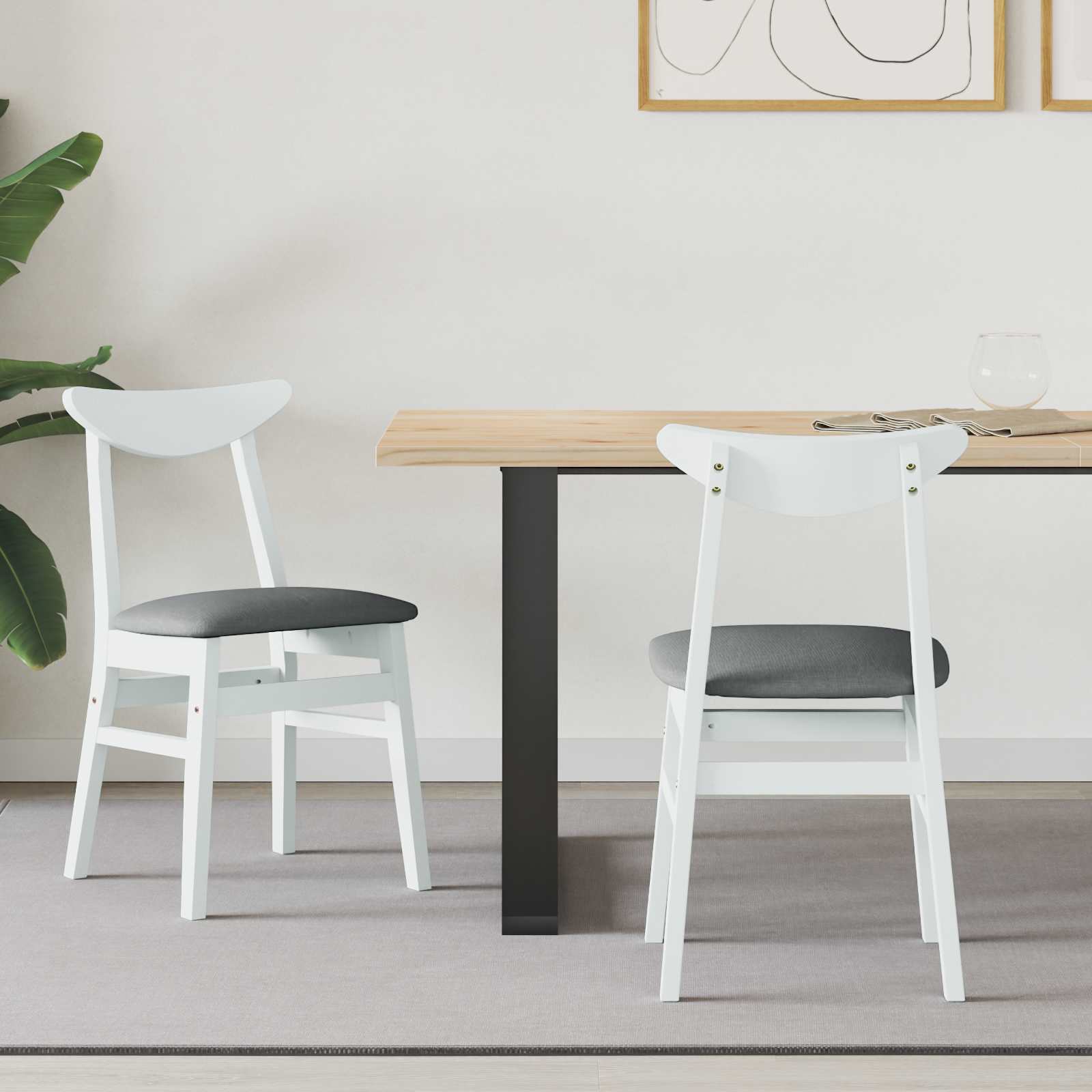 42020433 1 Scaune de dining 2 pcs Alb 42 x 47.5 x 81 cm Scaune de dining 2 pcs Alb 42 x 47.5 x 81 cm