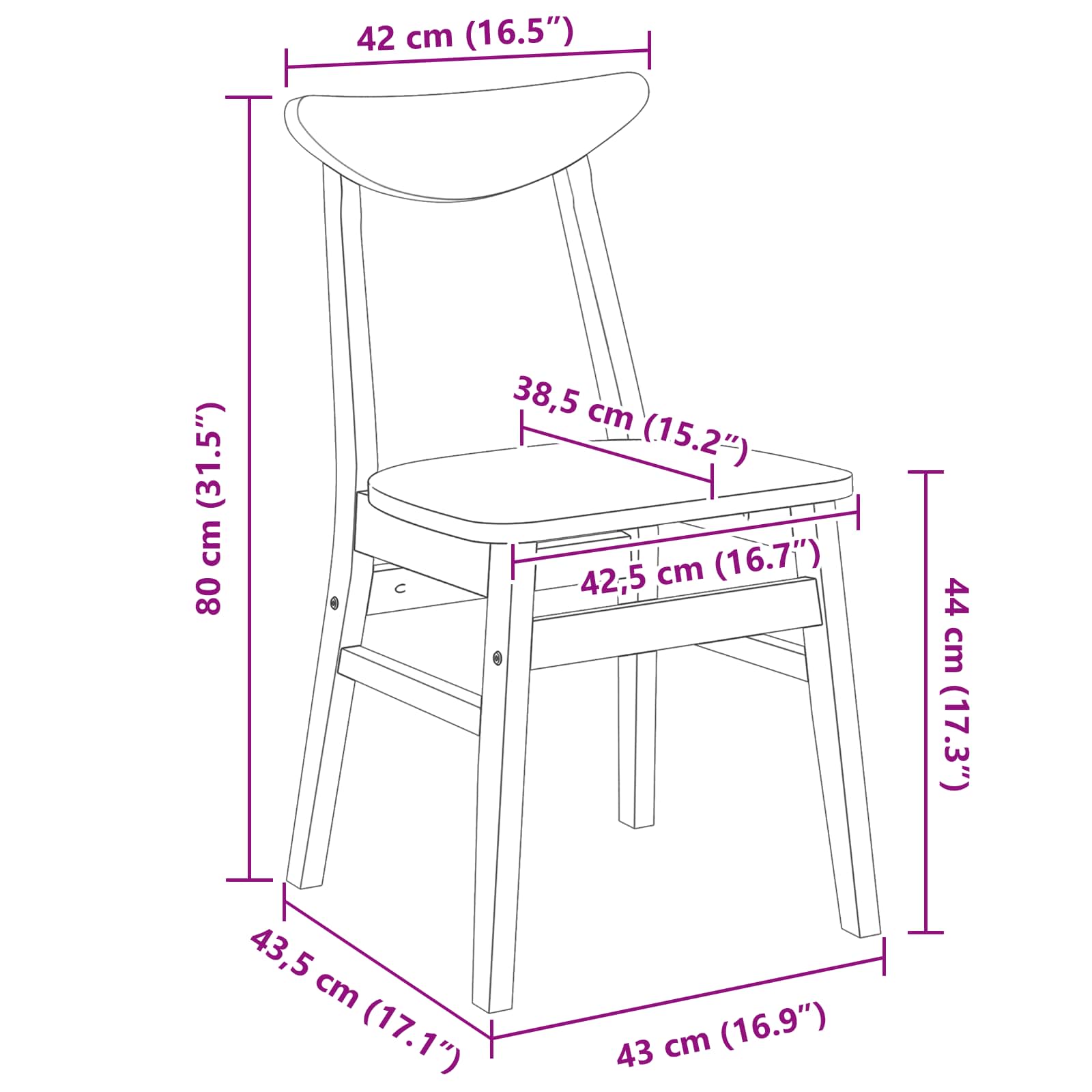 42020434 11 Scaune de dining 2 pcs Alb 42 x 47.5 x 81 cm Scaune de dining 2 pcs Alb 42 x 47.5 x 81 cm - imagine 11