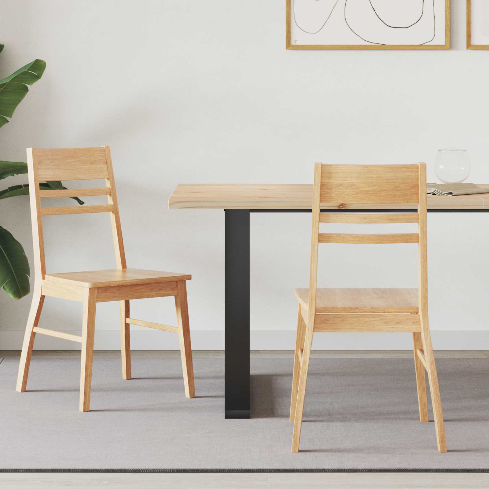 42020441 1 Scaune de dining 2 pcs natural 43 x 54 x 89 cm Scaune de dining 2 pcs natural 43 x 54 x 89 cm