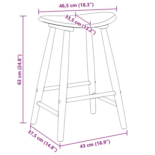 42020457 9 Scaune de dining 2 pcs Maro deschis 46 x 37 x 63 cm 42020457 9