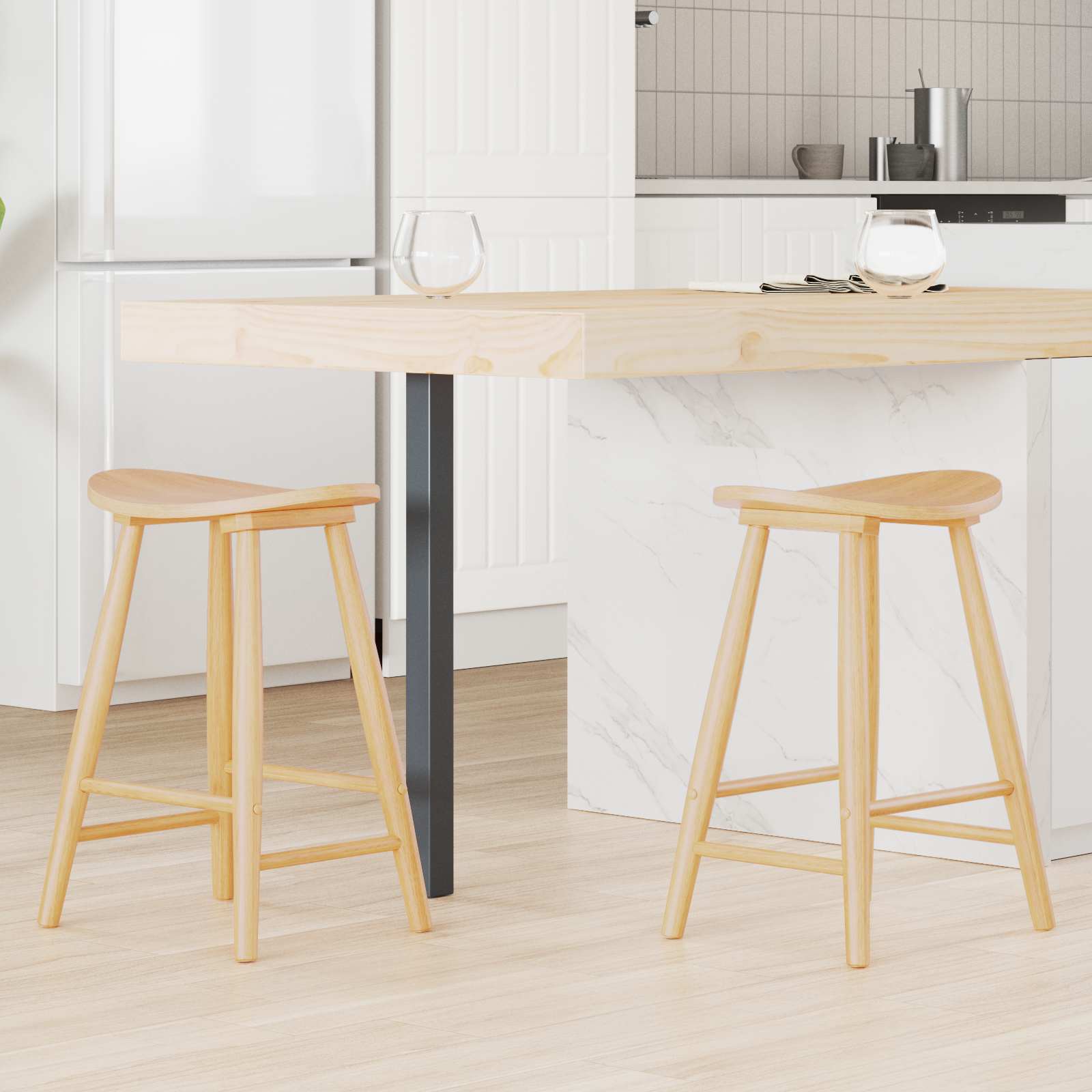 42020459 1 Scaune de dining 2 pcs natural 46 x 37 x 63 cm Scaune de dining 2 pcs natural 46 x 37 x 63 cm