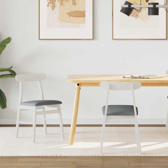42020487 1 Home Scaun de sufragerie 2 pcs Alb și gri Lemn masiv