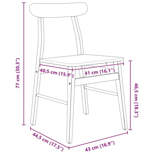 42020489 11 Scaun de sufragerie 2 pcs Alb Lemn Solid de Cauciuc 42020489 11