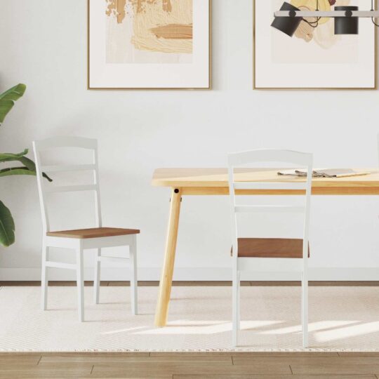 42020497 1 Home Scaun de sufragerie 2 pcs Alb și Natural Lemn masiv