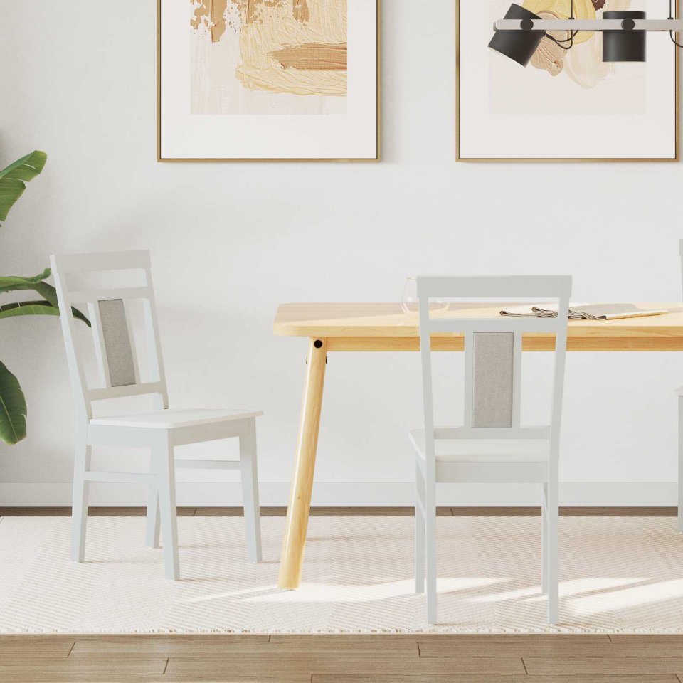 42020507 1 Scaun de sufragerie 2 pcs Alb Lemn masiv Scaun de sufragerie 2 pcs Alb Lemn masiv