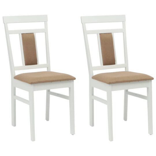 Alternative view of Scaun de sufragerie 2 pcs Alb și maro Lemn masiv