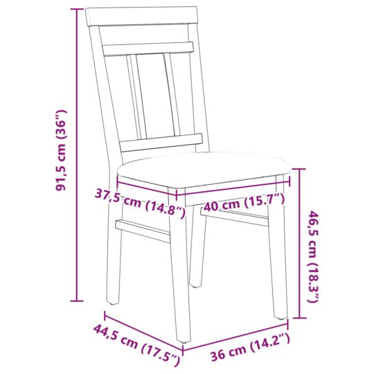 42020509 11 Scaun de sufragerie 2 pcs Natural și deschis Lemn masiv 42020509 11