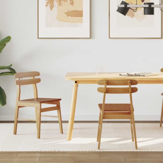 Scaun de sufragerie 2 pcs natural Lemn masiv