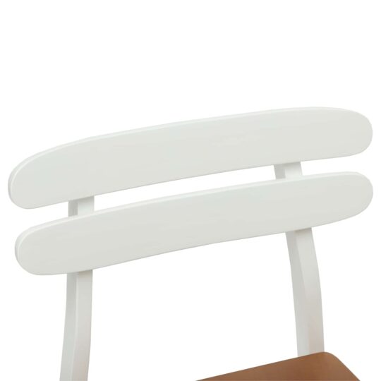 42020515 9 Scaun de sufragerie 2 pcs Alb și Natural Lemn Solid de Cauciuc 42020515 9