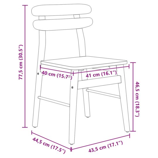 42020516 11 Scaun de sufragerie 2 pcs Alb Lemn Solid de Cauciuc 42020516 11