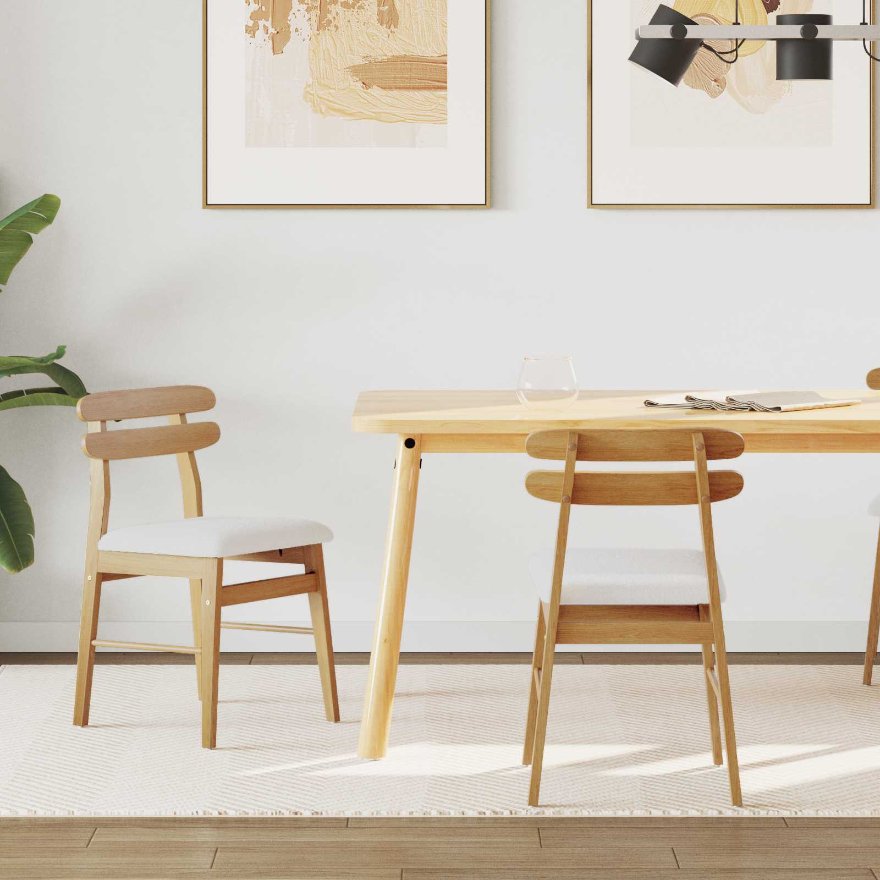 42020518 1 Scaun de sufragerie 2 pcs Natural și deschis Scaun de sufragerie 2 pcs Natural și deschis