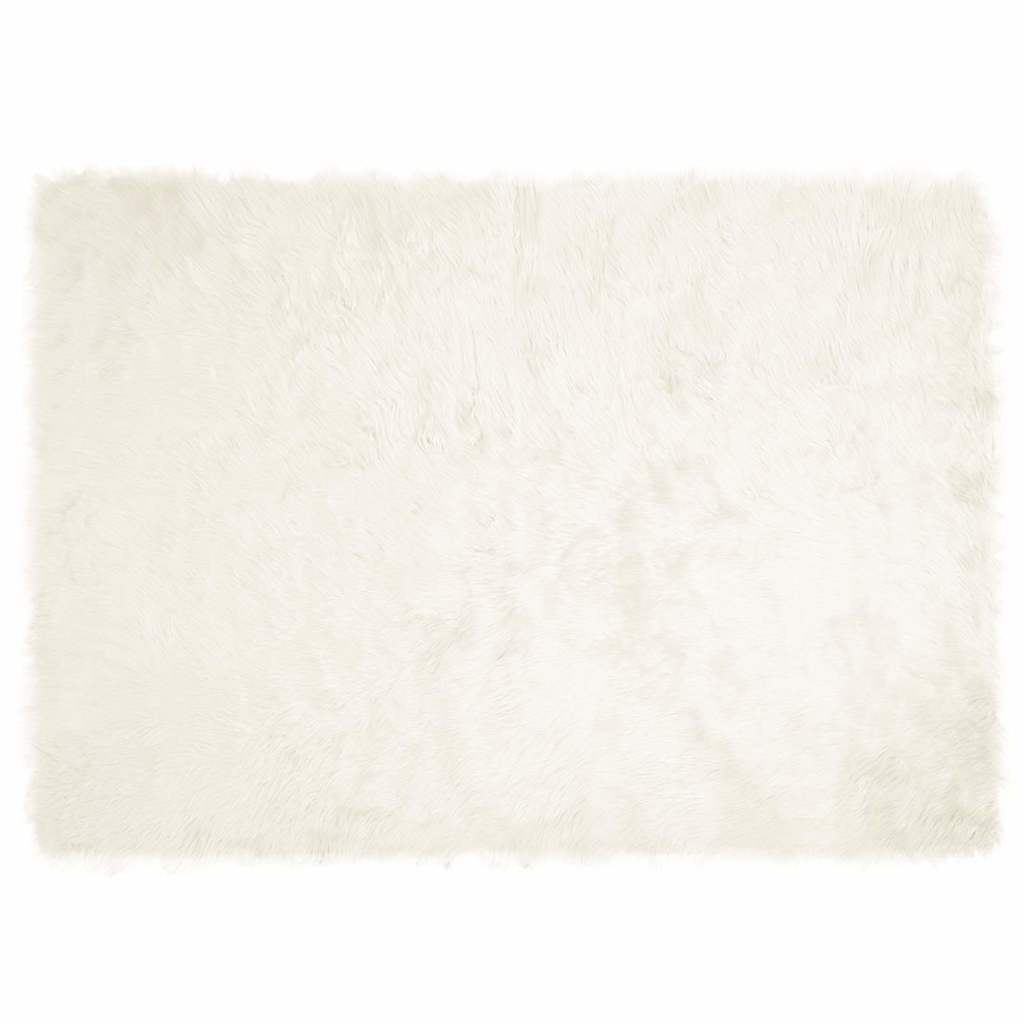 Covor Faux din Lână de oaie Alb 240 x 340 cm Poliester