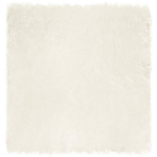 Covor Faux din Lână de oaie Alb 120 x 120 cm Poliester