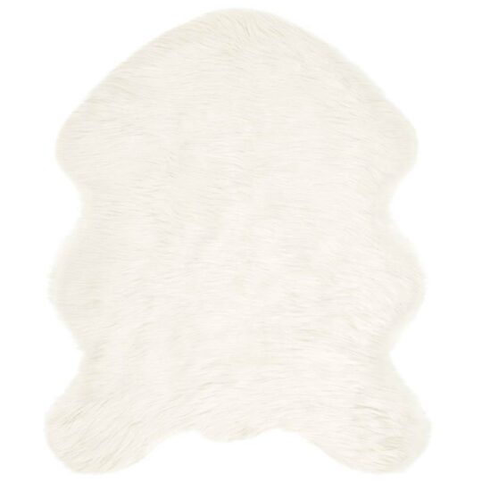 Covor Faux din Lână de oaie Alb 50 x 80 cm Poliester