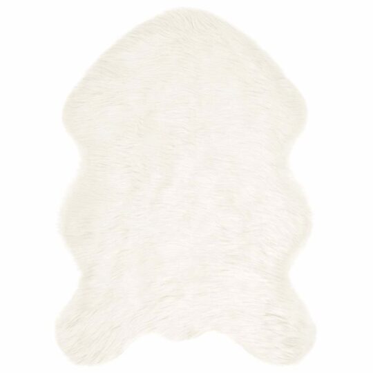 Covor Faux din Lână de oaie Alb 60 x 90 cm Poliester
