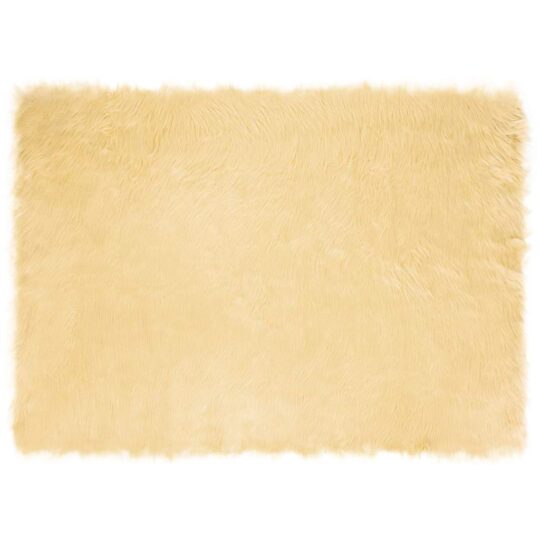 Covor Faux din Lână de oaie Crem 200 x 140 cm Poliester