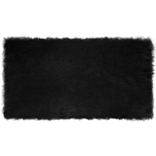 Covor Faux din Lână de oaie Negru 60 x 110 cm Poliester