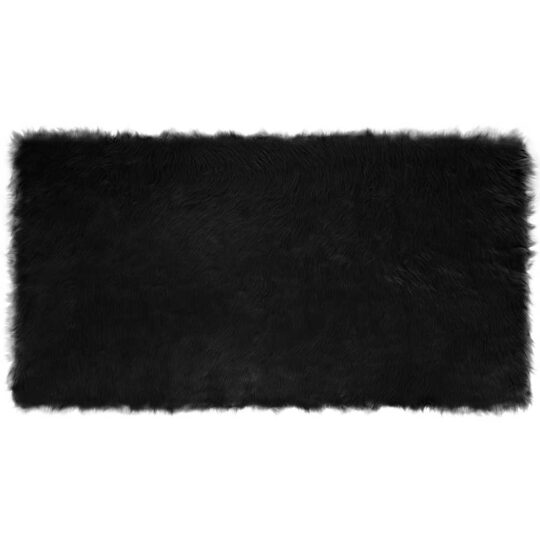 Covor Faux din Lână de oaie Negru 80 x 150 cm Poliester