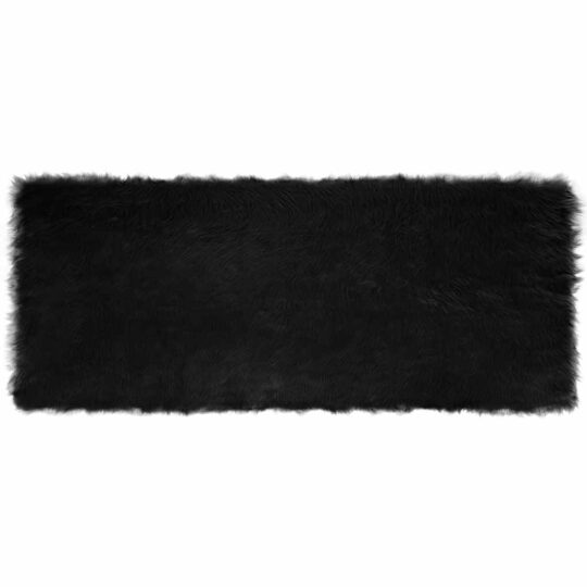 Covor Faux din Lână de oaie Negru 80 x 200 cm Poliester